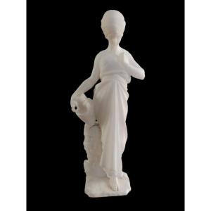 SCULTURA PRIMA METÀ DEL 900 ALABASTRO GIOVANE ACQUAIOLA AL POZZO
