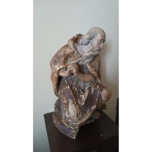 Grande scultura in gesso ,pastore da presepe della fine del XVIII secolo