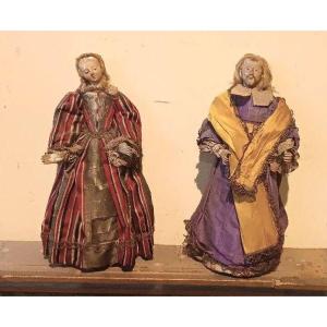 Antica coppia piccoli manichini XVIII secolo Italia