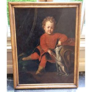 Dipinto olio su tela , ritratto di giovane nobile XVIII secolo