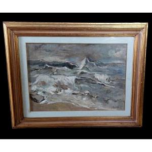 Giuseppe MANFREDI ( 1934 - 1987) MARINA DIPINTO OLIO CARTONE TELATO 70 X 50