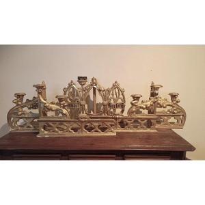 Trittico Candelieri legno dorato da altare neogotici L.213 CM