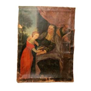 DIPINTO SU TELA XVII SECOLO EDUCAZIONE DELLA VERGINE