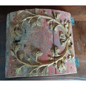 Antica porta da tabernacolo in legno laccato e dorato