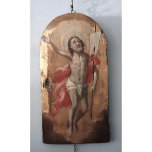Antica tavola fondo oro , Cristo Risorto ,sportello tabernacolo o ciborio.