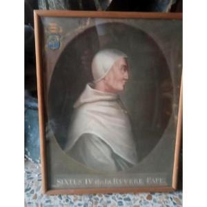 Antica tempera su carta - ritratto di papa Sisto VI -XVIII secolo