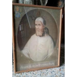 Antica tempera su carta - ritratto di papa Giulio II -XVIII secolo