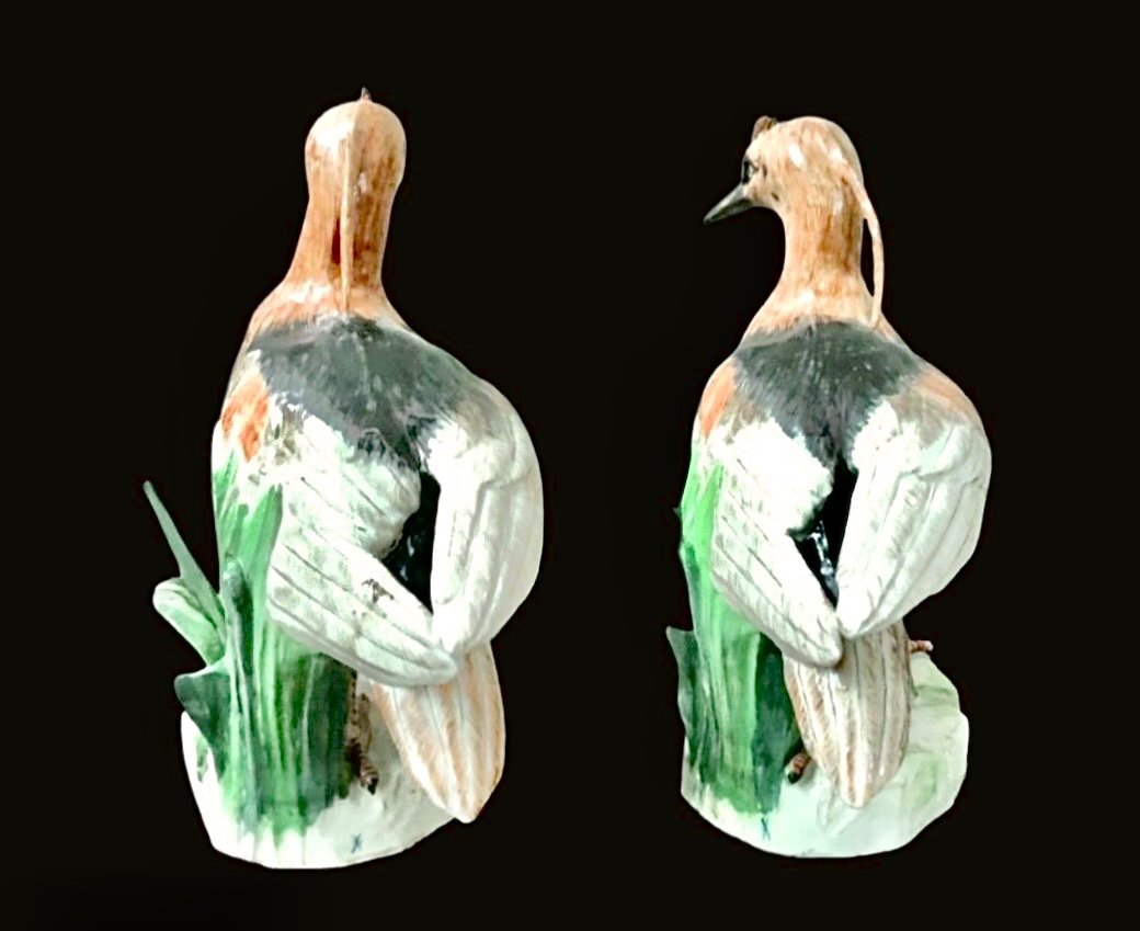Coppia di uccelli aironi in porcellana policroma.Manifattura Samson,Francia.-photo-4