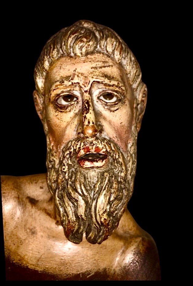 scultura da presepe in legno dipinto e metallo con occhi in vetro.Napoli-photo-2