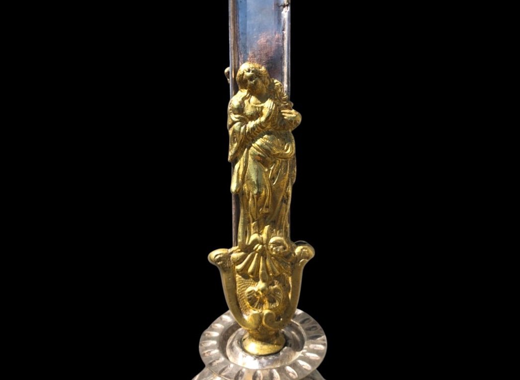 Croce astile da cerimonia in metallo ( parte globulare in argento)-photo-1