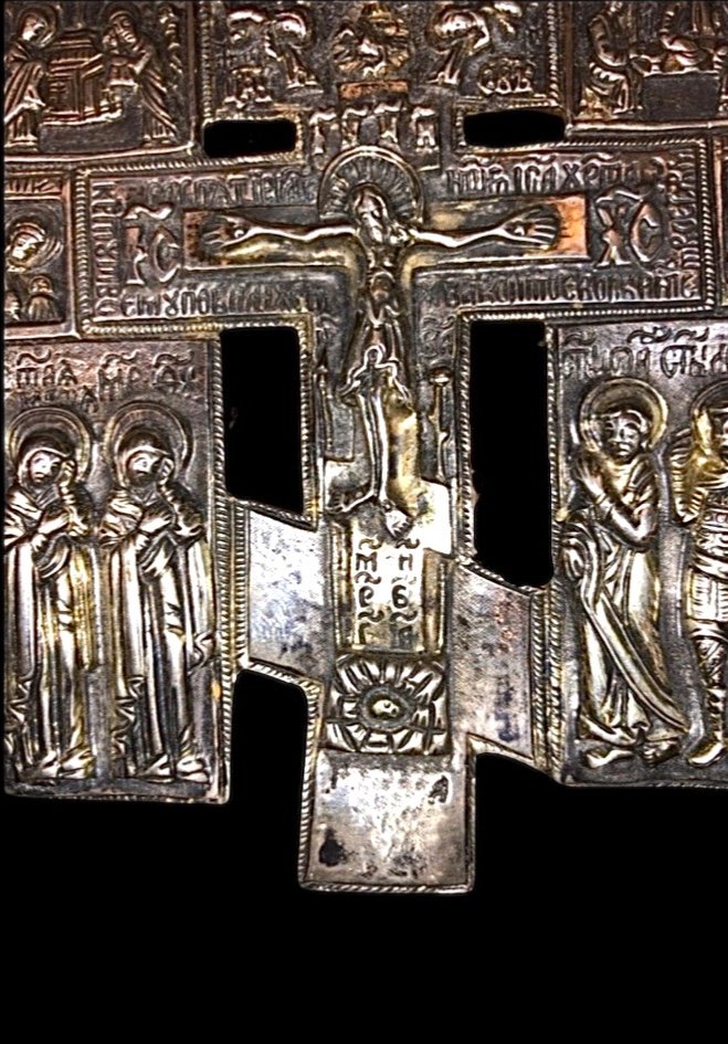 Icona greco-bizantina in argento traforato con raffigurati episodi biblici.-photo-3