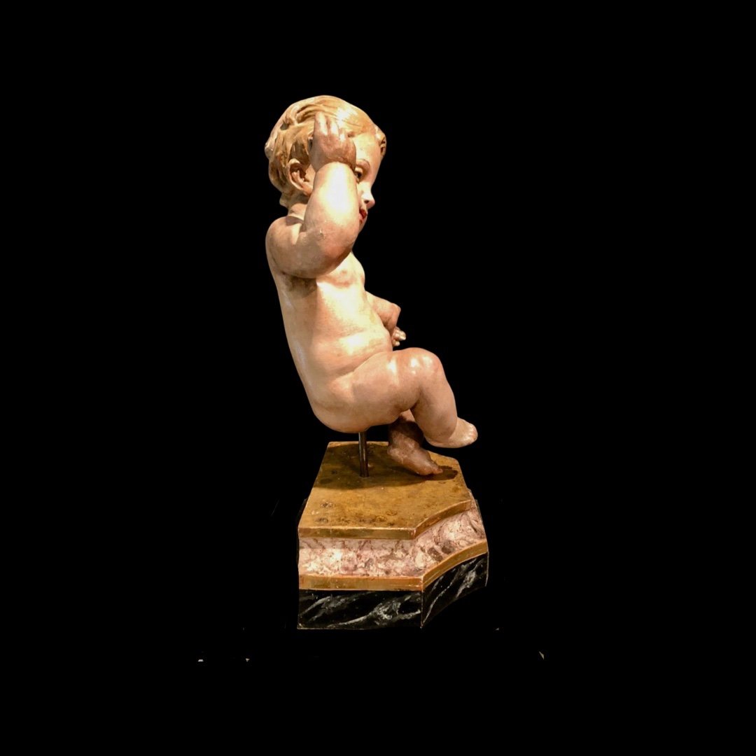Scultura Gesu’Bambino in legno policromo.Italia. -photo-4