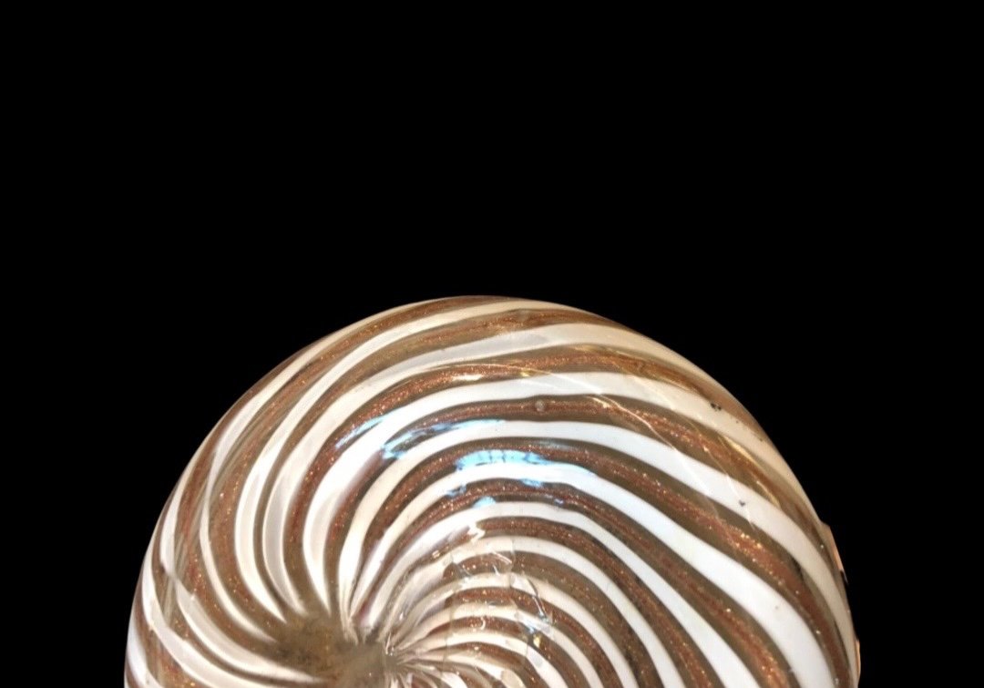 Vaso Con Decoro Filigrana semplice  a spirale' In lattimo E Avventurina. Dino Martens Per Aureliano Toso-photo-3