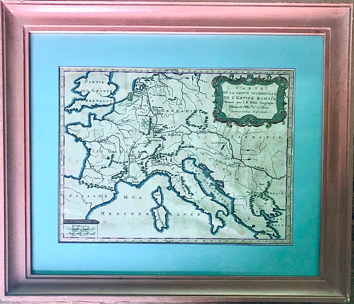 Carta geografica della parte occidentale  dell’Impero Romano.Francia.