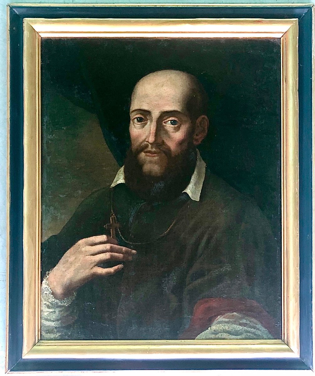 Dipinto olio su tela raffigurante San Francesco di Sales