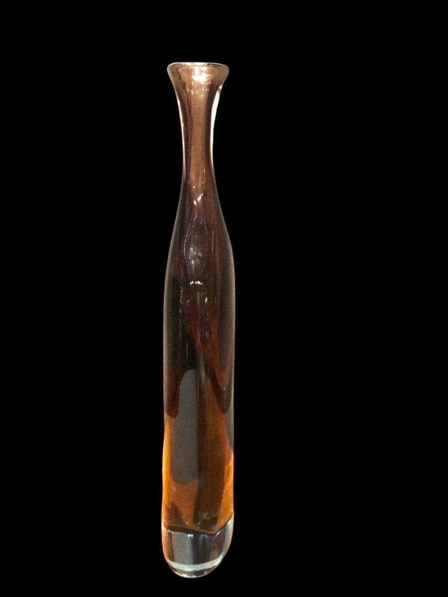 Bottiglia ‘morandiana’ in vetro pesante  sommerso. Flavio Poli, Seguso vetri d’arte .Murano.-photo-2
