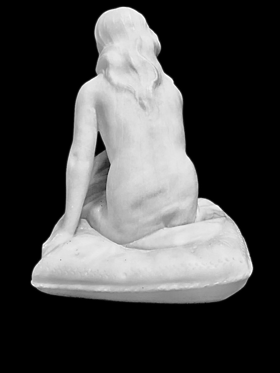 Scultura in marmo raffigurante nudo femminile con velo firmata Eugenio .Battiglia.(1858-1941).-photo-3