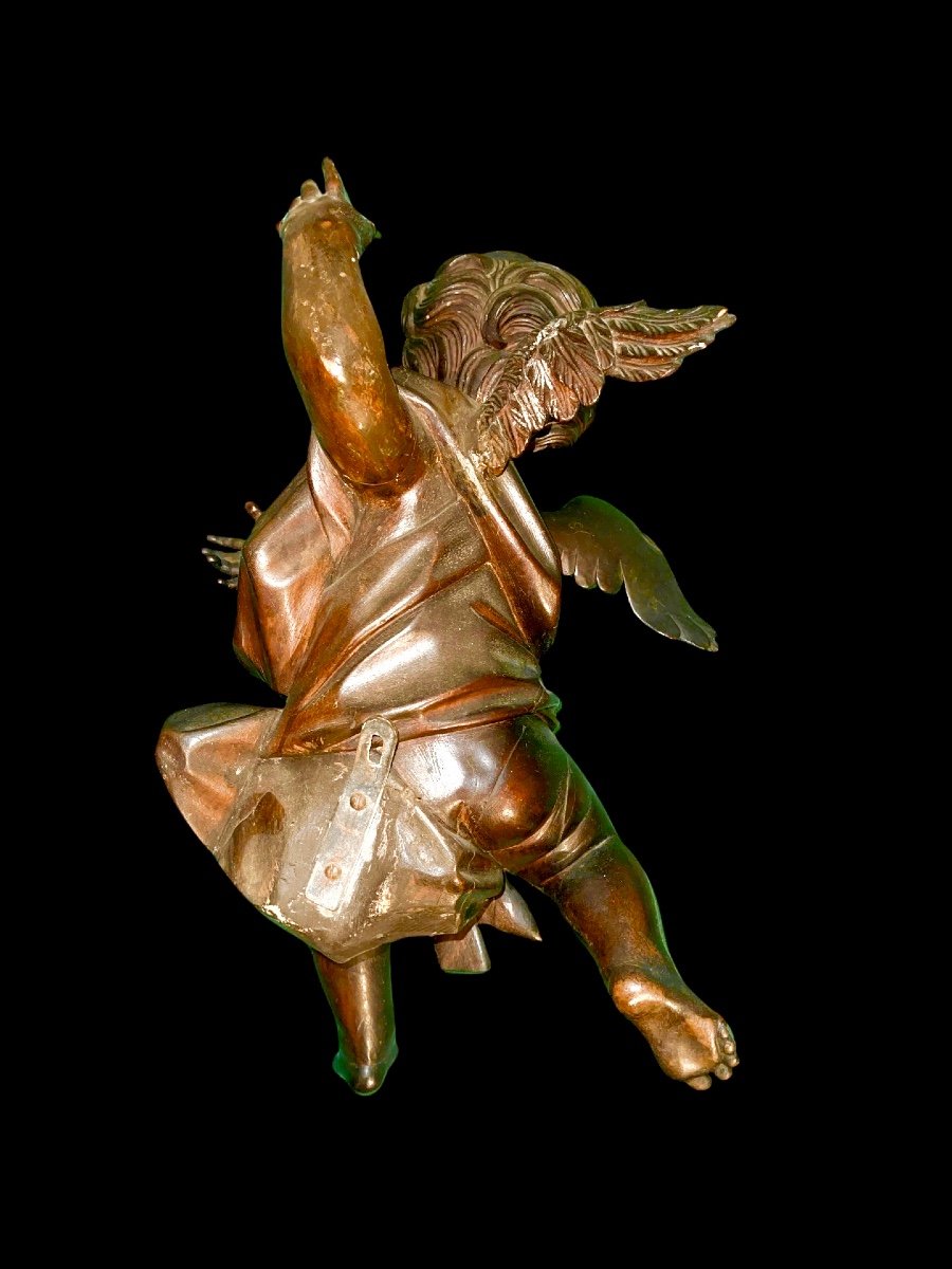 Coppia di angeli a figura intera in legno scolpito ,non dipinto,da appendere a parete .Liguria.-photo-5