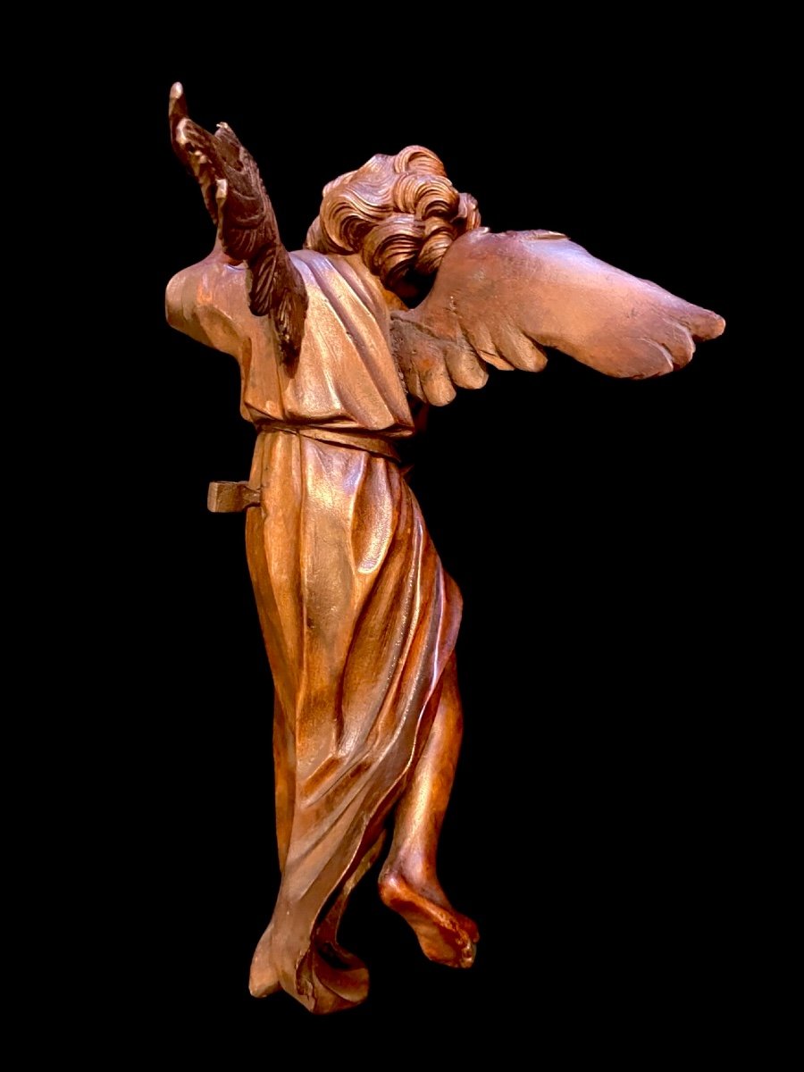 Coppia di angeli a figura intera in legno scolpito.Liguria.-photo-1