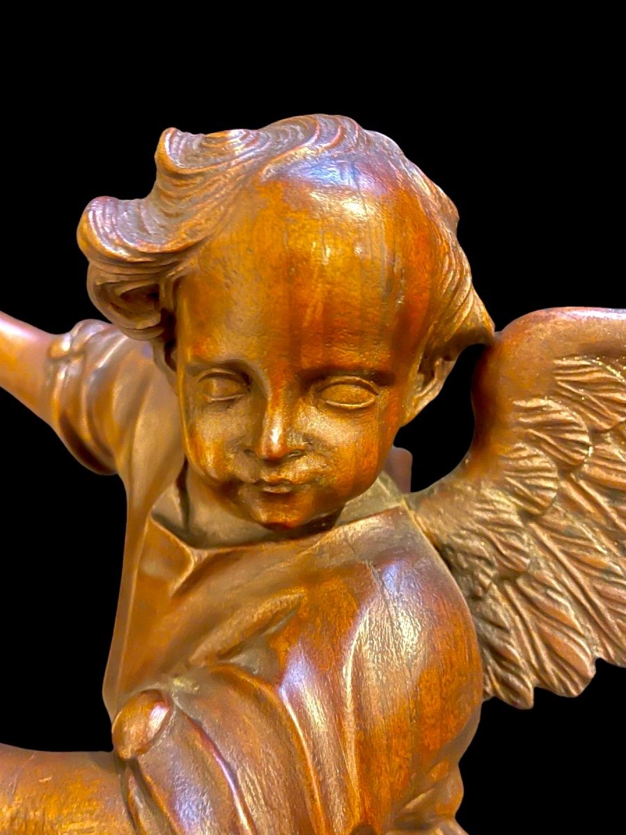 Coppia di angeli a figura intera in legno scolpito.Liguria.-photo-6