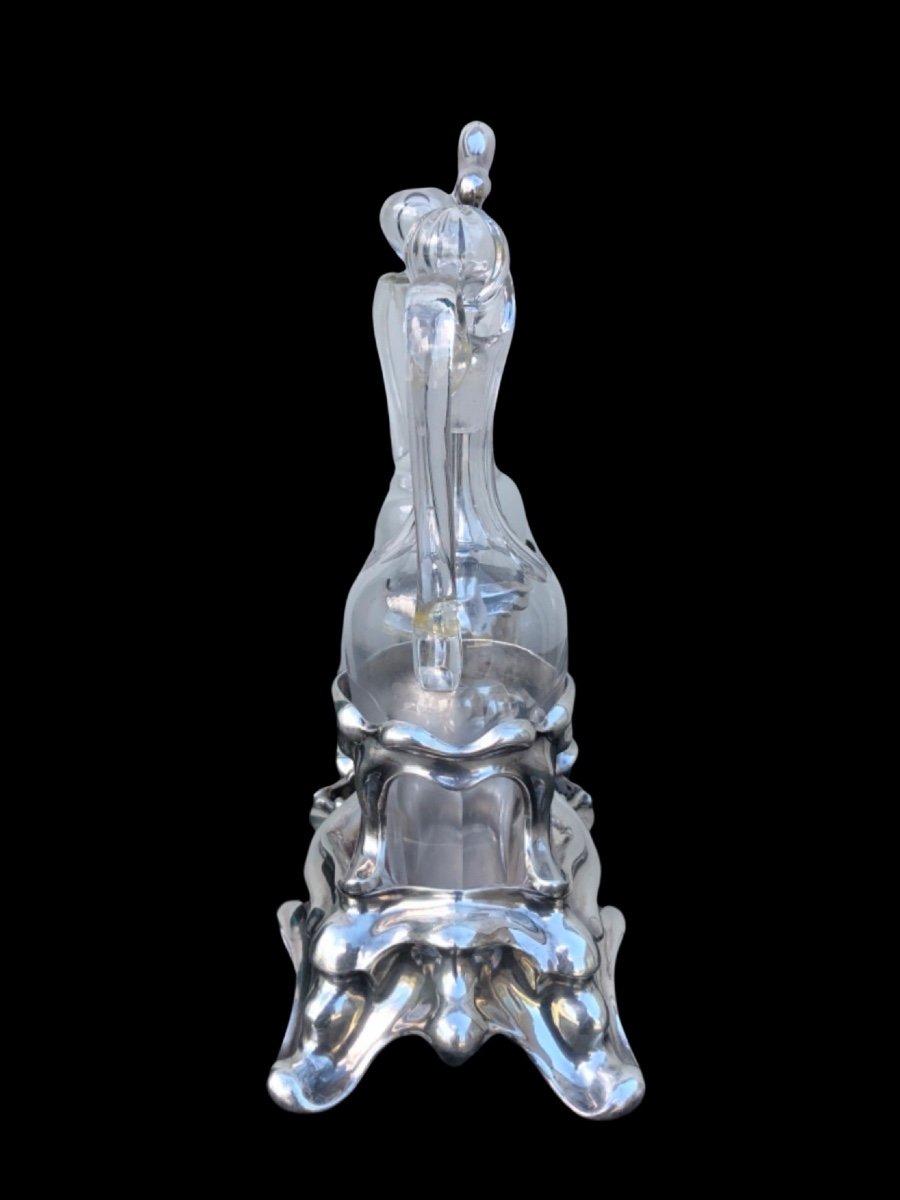 Oliera in argento sbalzato con motivi art nouveau.Punzone Minerva.Francia.-photo-4