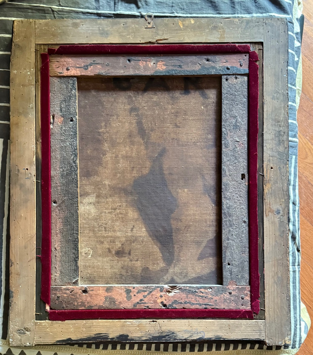 Dipinto olio su tela raffigurante San Girolamo penitente.-photo-1