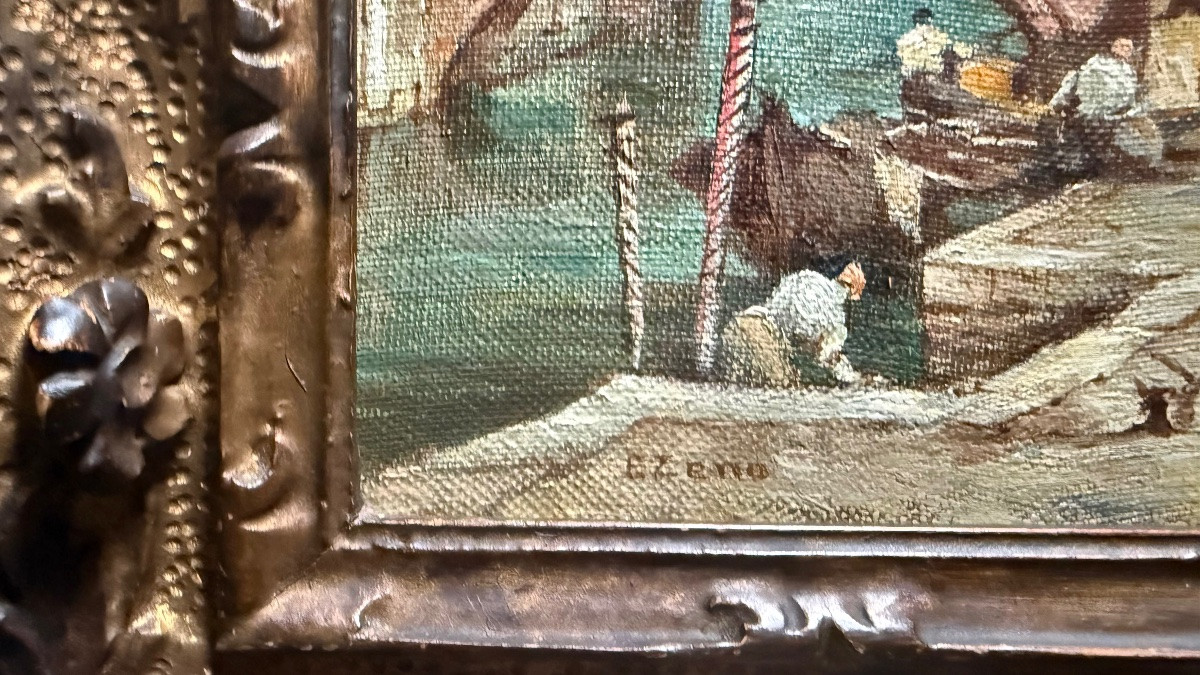 Dipinto olio su tela raffigurante veduta veneziana.Firma E. Zeno. -photo-3