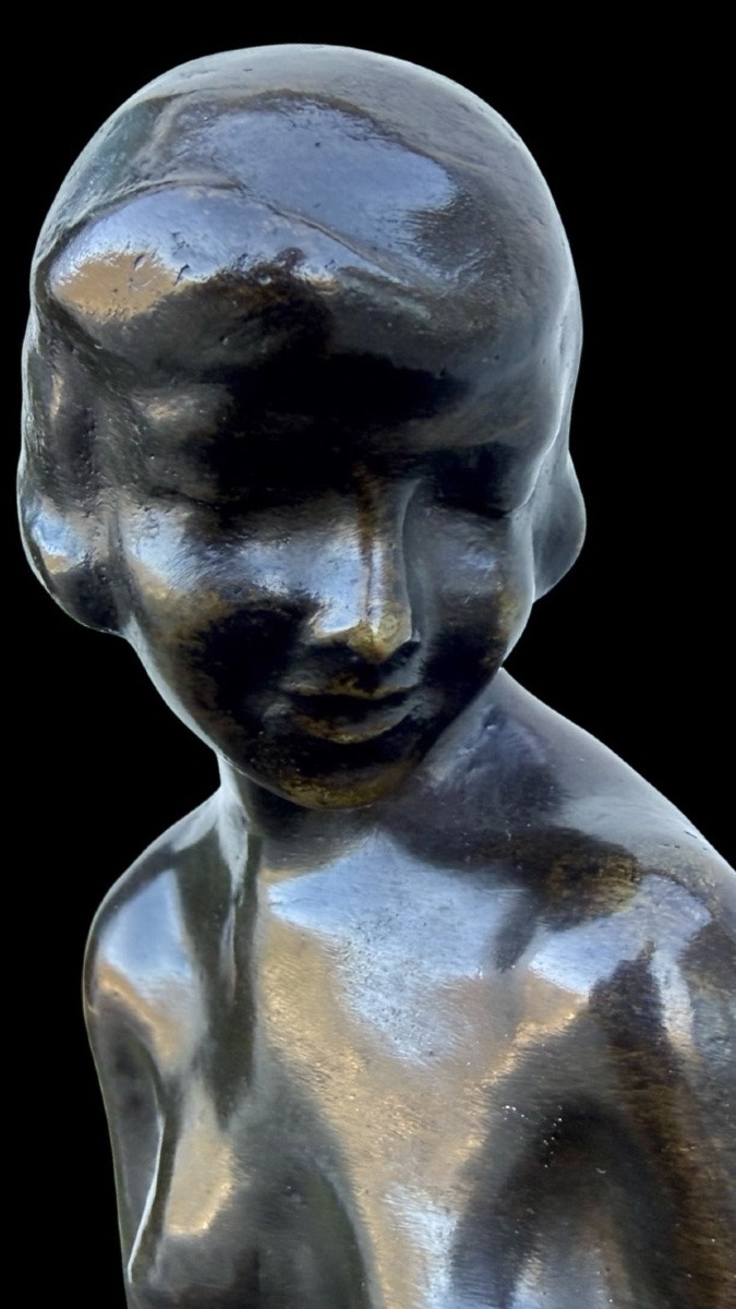 Scultura in bronzo raffigurante nudo femminile seduto.Francia.Firmata -photo-2