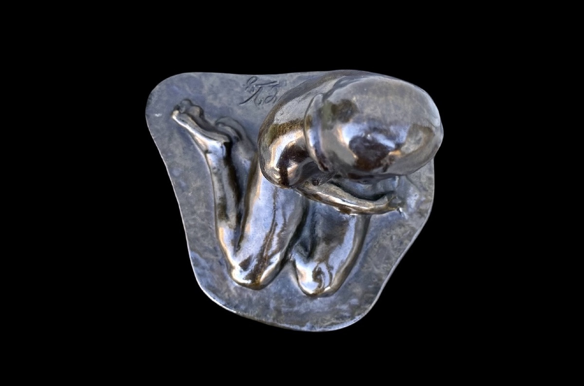 Scultura in bronzo raffigurante nudo femminile seduto.Francia.Firmata -photo-2