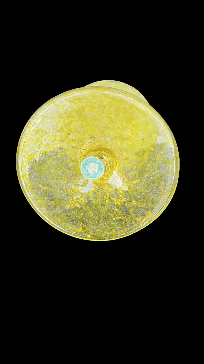 Vaso versatoio in vetro balloton con presa a forma di drago e inclusione foglia oro.-photo-1