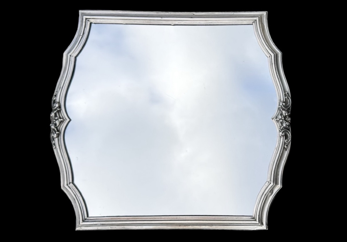  Vassoio  in argento con piano specchio composto da tre elementi affiancati -photo-4