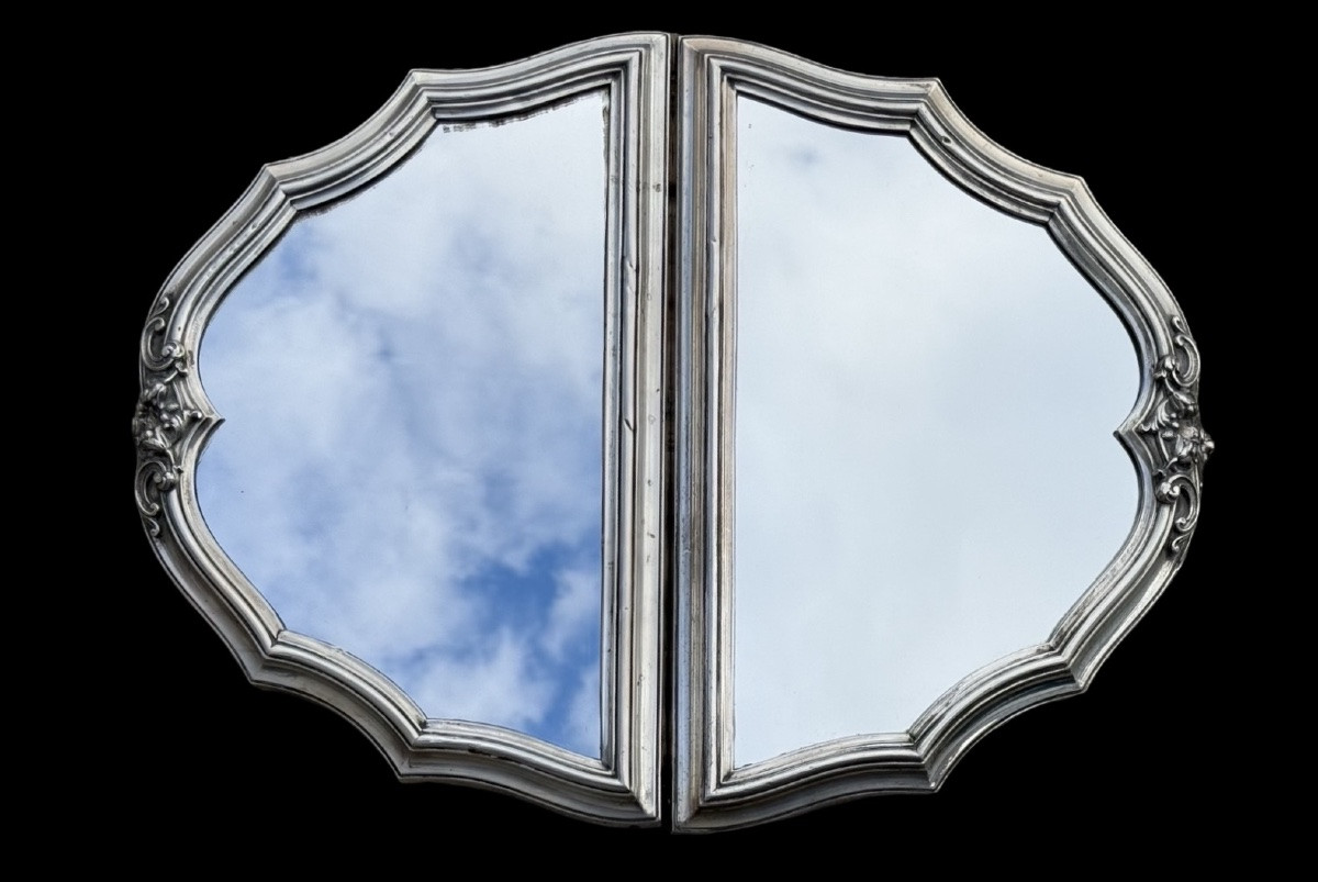  Vassoio  in argento con piano specchio composto da tre elementi affiancati -photo-2