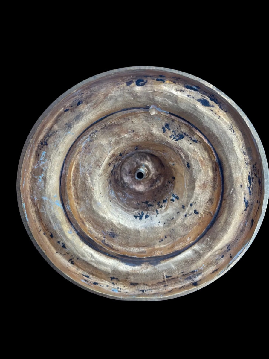 Coppia di candelieri con base e coppa in bronzo dorato -photo-3