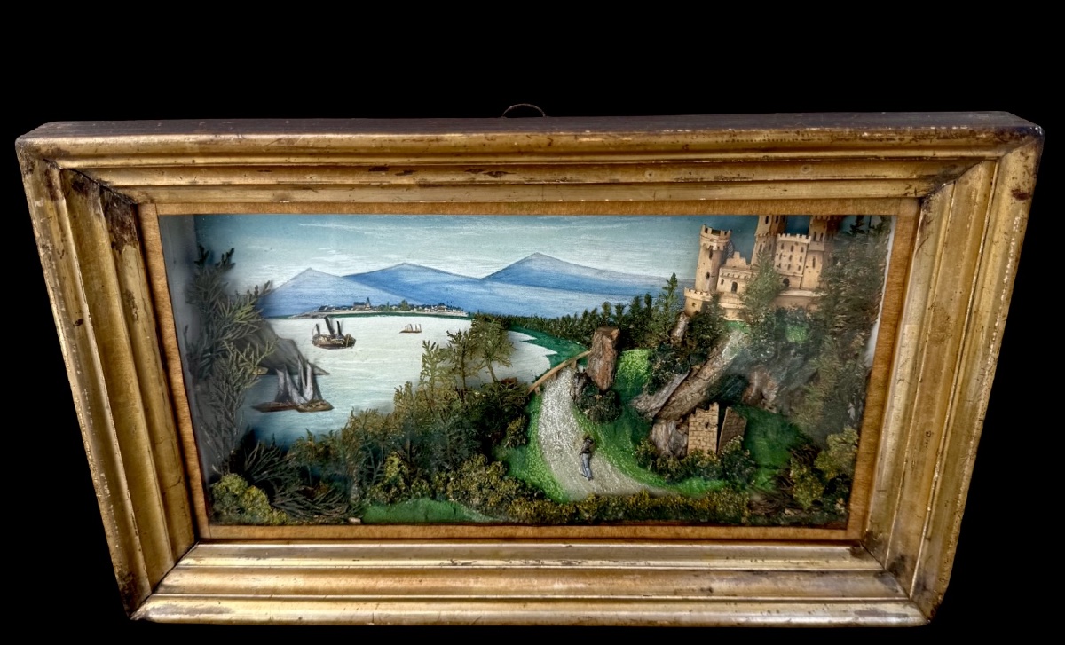 Quadro prospettico - diorama tridimensionale entro cornice con vetro protettivo -photo-4
