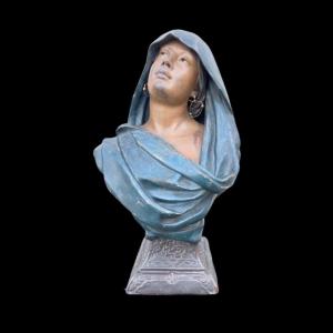 Busto di figura femminile in terracotta.Firma Rene’ Charles Masse.( 1855-1913).