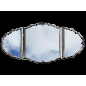  Vassoio  in argento con piano specchio composto da tre elementi affiancati 