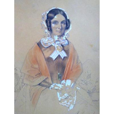 Portrait Of Woman. Ec. French Nineteenth. Signed Boggi