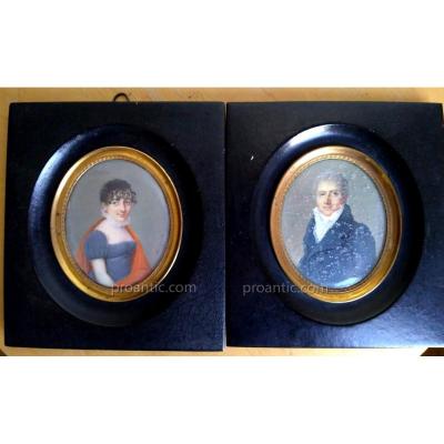 Pair Of Miniature Portraits Signed