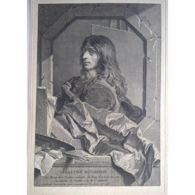 Portrait Engraving Old XVIII. French School By Rigaud