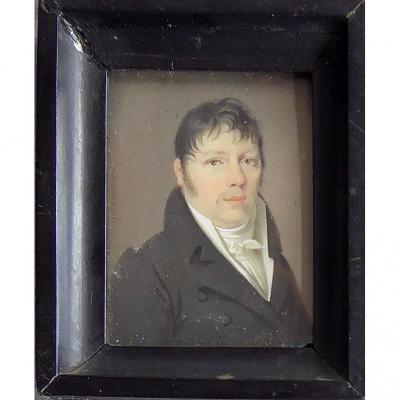 Miniature Portrait Era Empire. French School XIXth Century