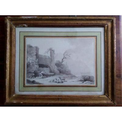 Eschard, Charles, 1748-1810. The Opinion. Landscape With Sheep