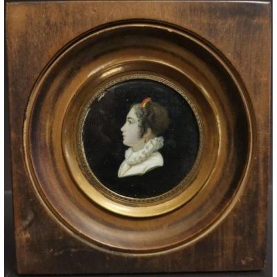 Miniature Profile. French School Of The XIX.