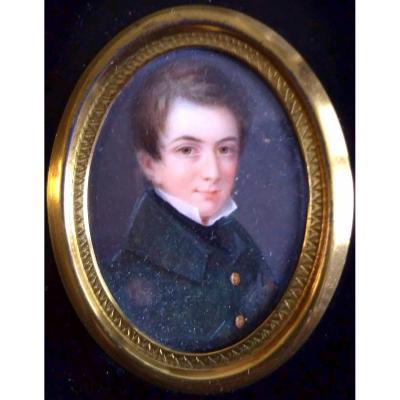Of Labroue, Alphonse (1792-1863) Portrait Miniature Young Man.