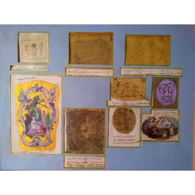 Set Of 18th Century Old Drawings. French School.