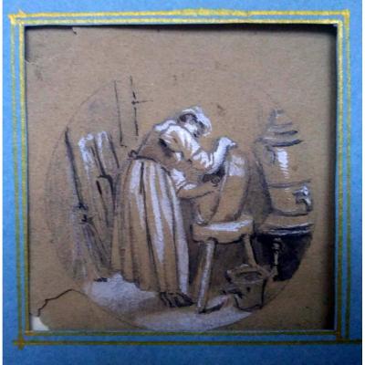 Set Of 18th Century Old Drawings. French School.