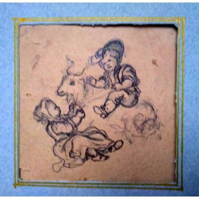 Set Of 18th Century Old Drawings. French School.