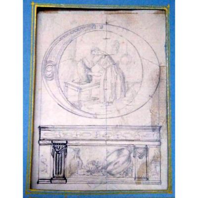 Set Of 18th Century Old Drawings. French School.