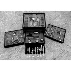 Christofle Sterling Silver Cutlery  Set, Marly Model  