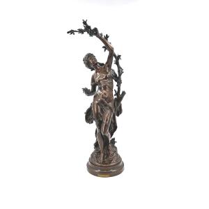 19th Century Bronze Cherries Signed Math Moreau H 94 Cm