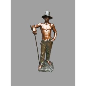 The Haymaker Signed G. Devreese Bronze 19th Century